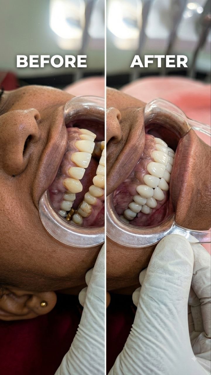 Restorative smile refinement before and after result
